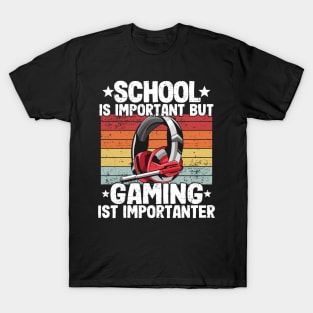 School Is Important But Gaming Is Importanter Kids Gamer Gift T-Shirt